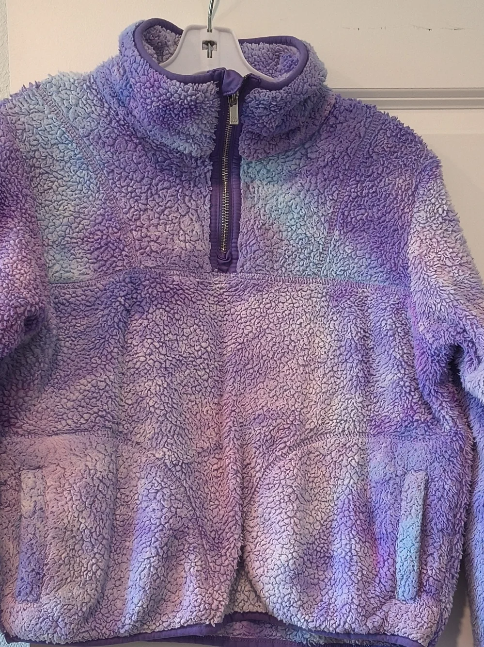 all in motion Purple Lavender Tie-Dye Sherpa Half-Zip Pullover